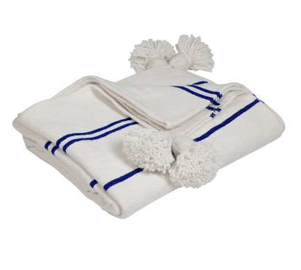 plaid blanc, raye indigo (r20107)